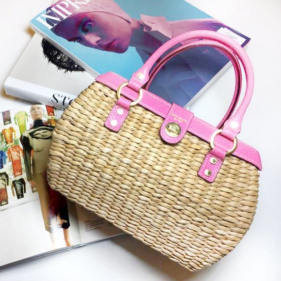 Kate Spade Leather & Wicker Handbag - Picture 2 of 2